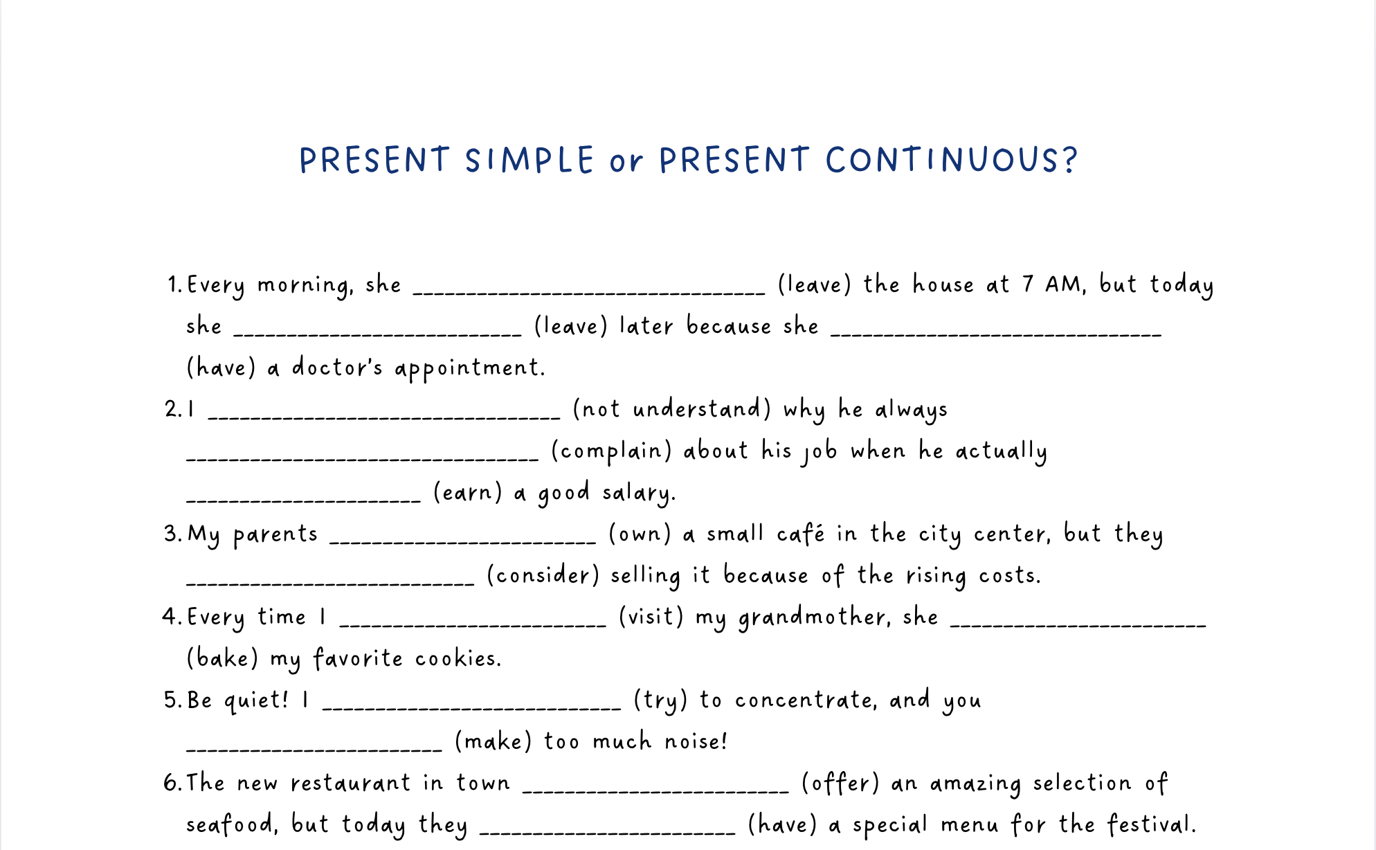 Present Simple ali Present Continuous (vaje z rešitvami)